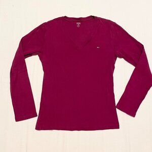 Tommy Hilfiger Womens Long Sleeve Shirt Size Medium V Neck
